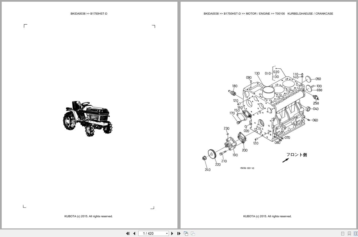 Kubota Tractor B1750HST D Parts Catalog EN DE (1)