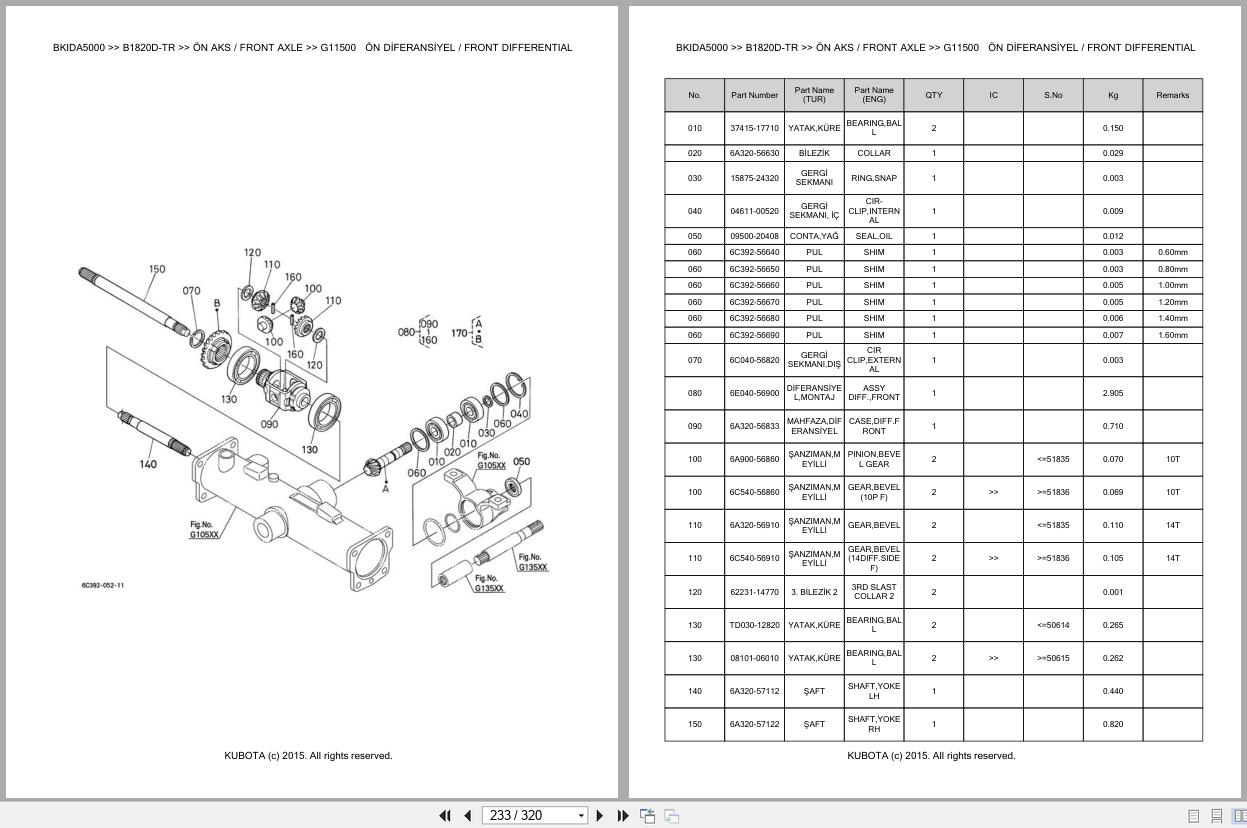 Kubota Tractor B1820D TR Spare Parts Catalog EN TR (2)