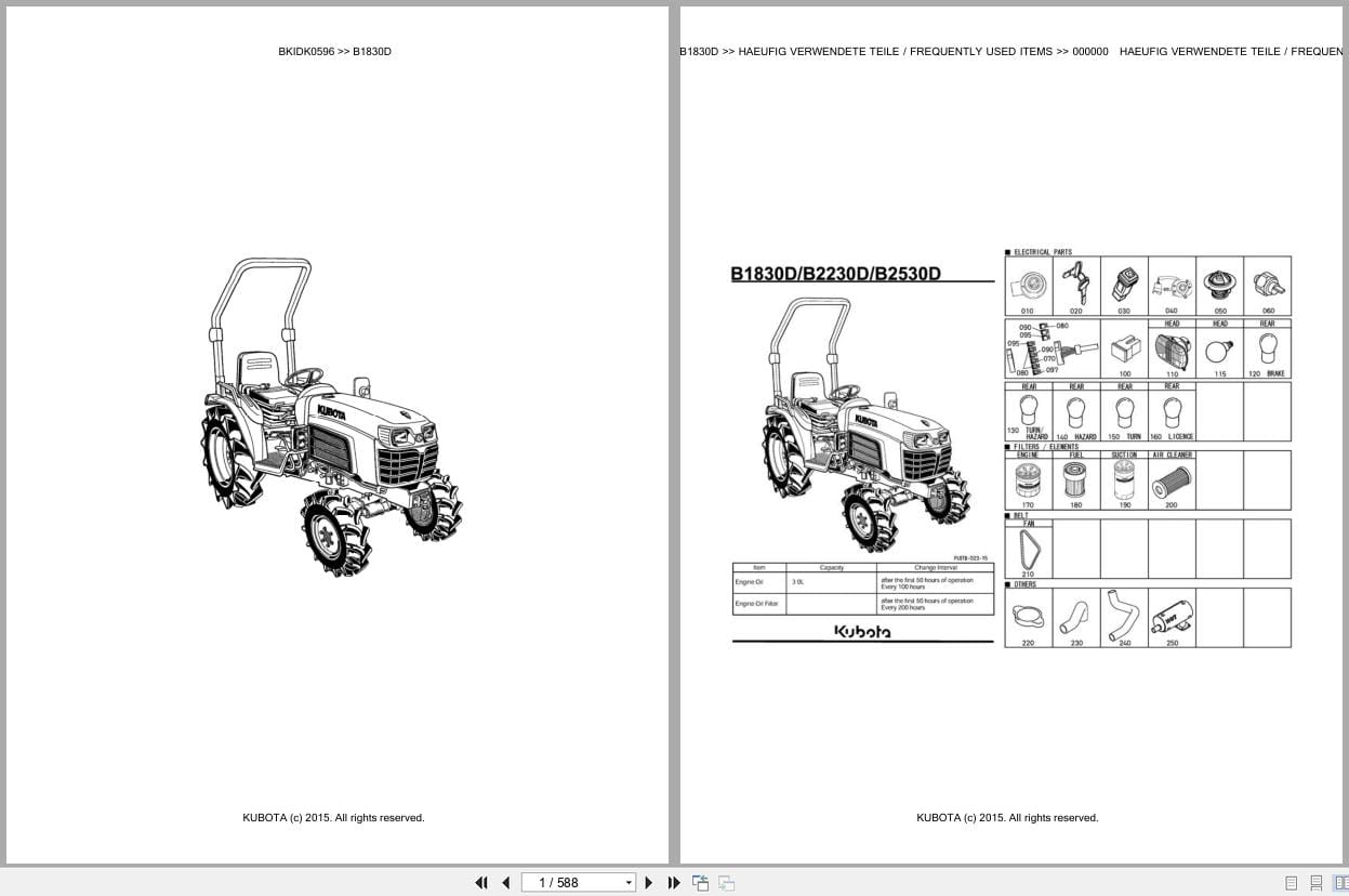 Kubota Tractor B1830D Parts Catalog EN DE (1)