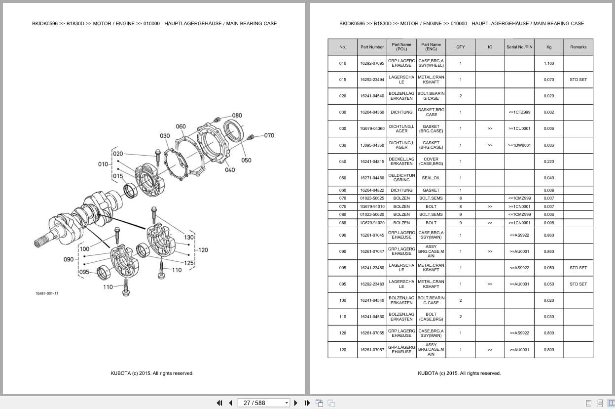Kubota Tractor B1830D Parts Catalog EN DE (2)