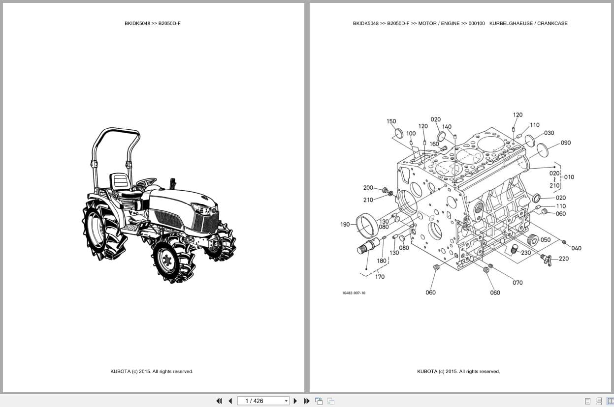 Kubota Tractor B2050D F Parts Catalog EN DE (1)