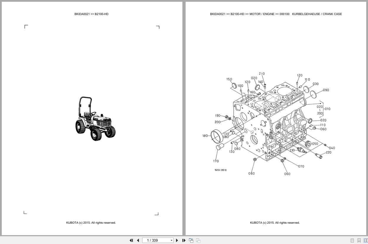 Kubota Tractor B2100 HD Parts Catalog EN DE (1)