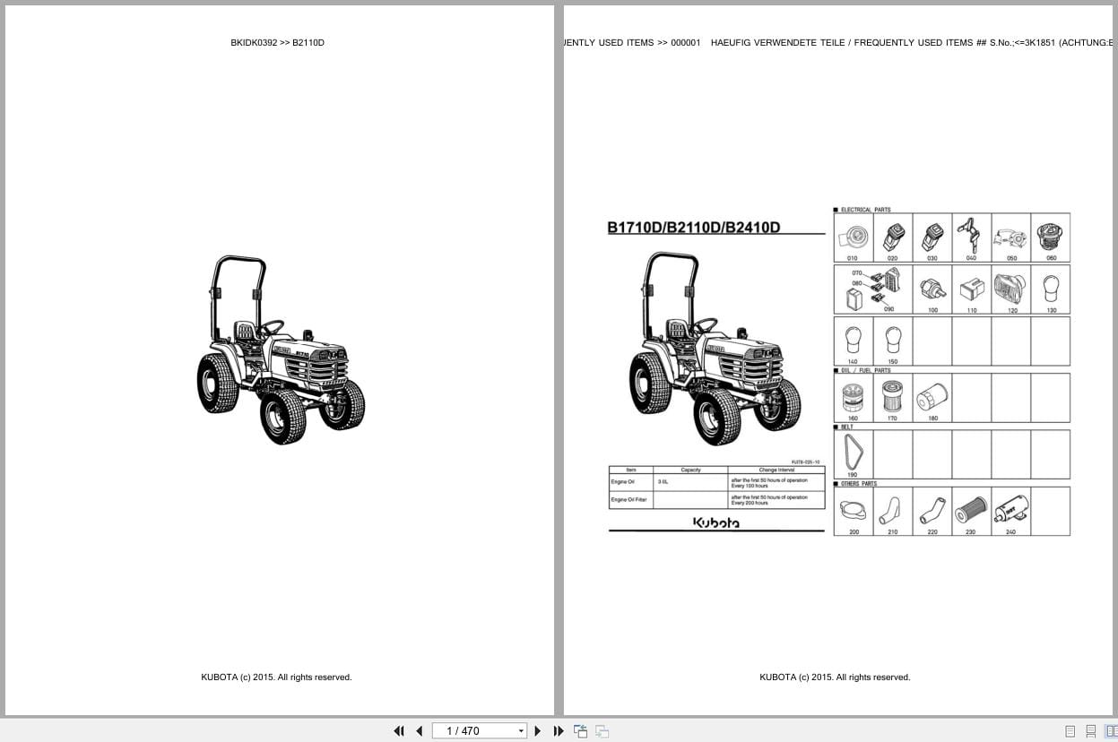 Kubota Tractor B2110D Parts Catalog EN DE (1)