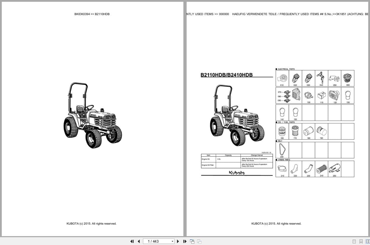 Kubota Tractor B2110HDB Parts Catalog EN DE (1)