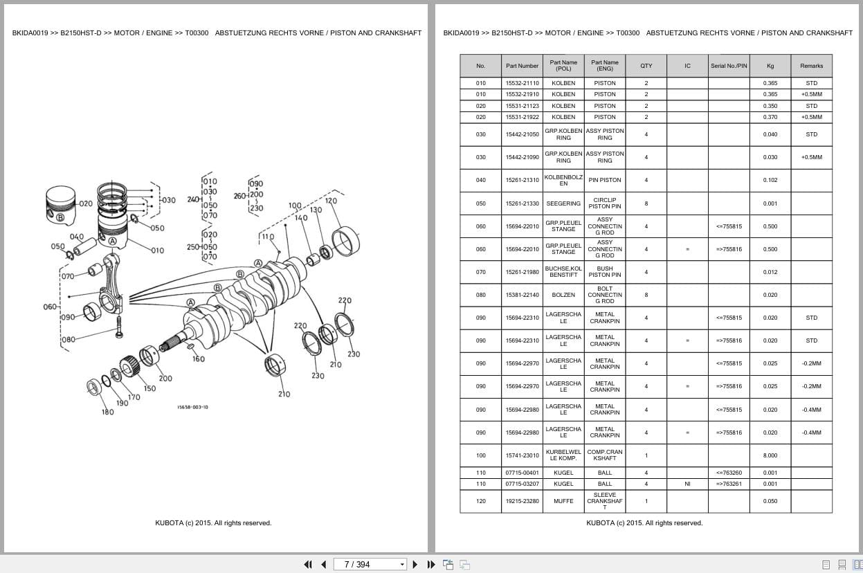 Kubota Tractor B2150HST D Parts Catalog EN DE (2)
