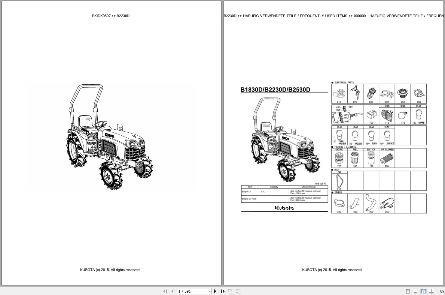 Kubota Tractor B2230D Parts Catalog EN DE (1)