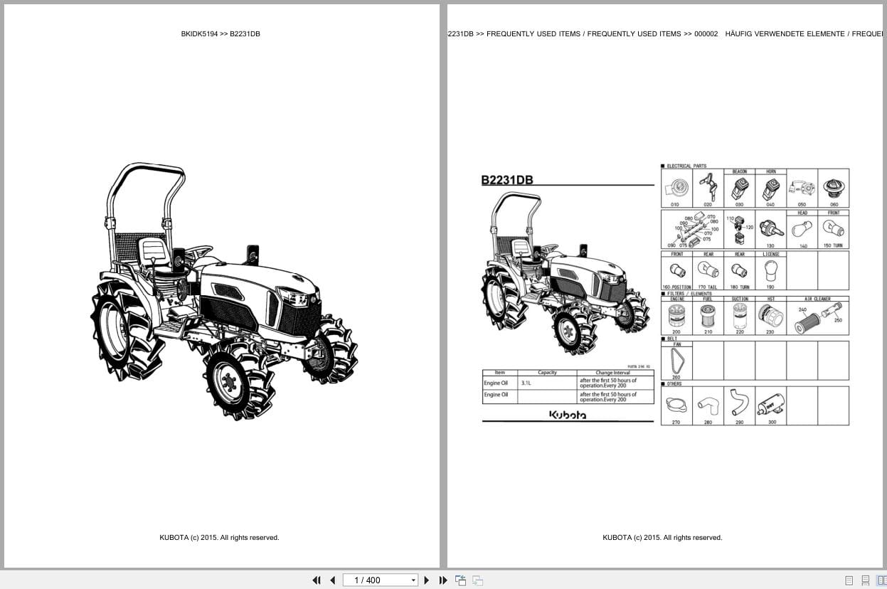 Kubota Tractor B2231DB Parts Catalog EN DE (1)