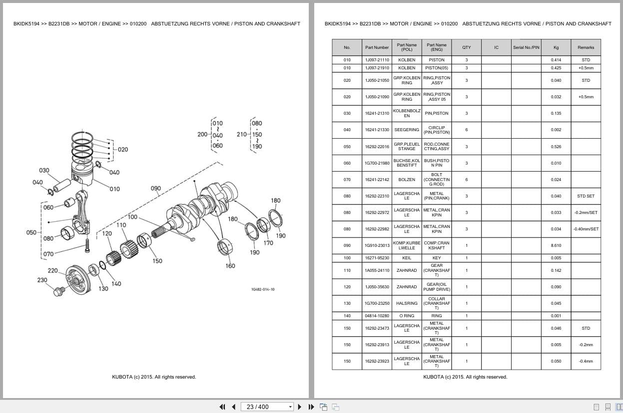 Kubota Tractor B2231DB Parts Catalog EN DE (2)