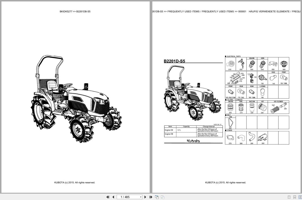 Kubota Tractor B2261DB S5 Parts Catalog EN DE (1)