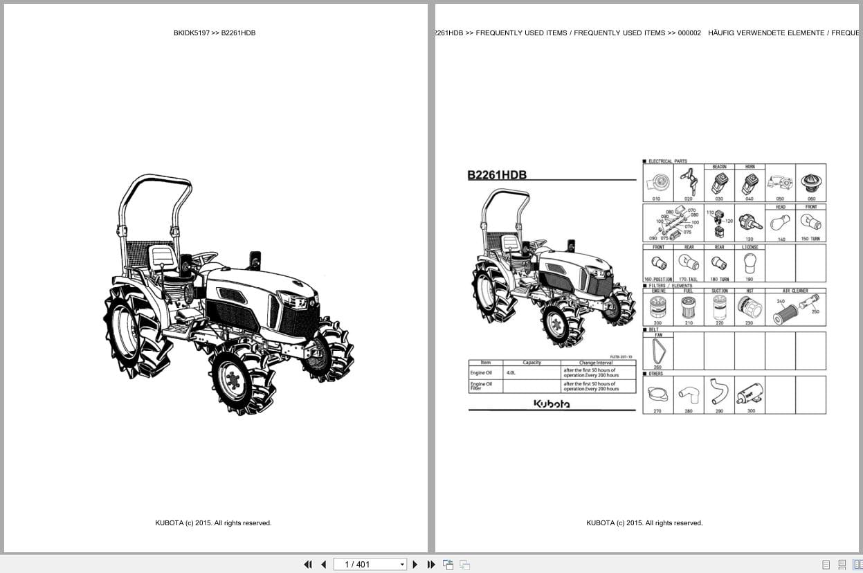 Kubota Tractor B2261HDB Parts Catalog EN DE (1)