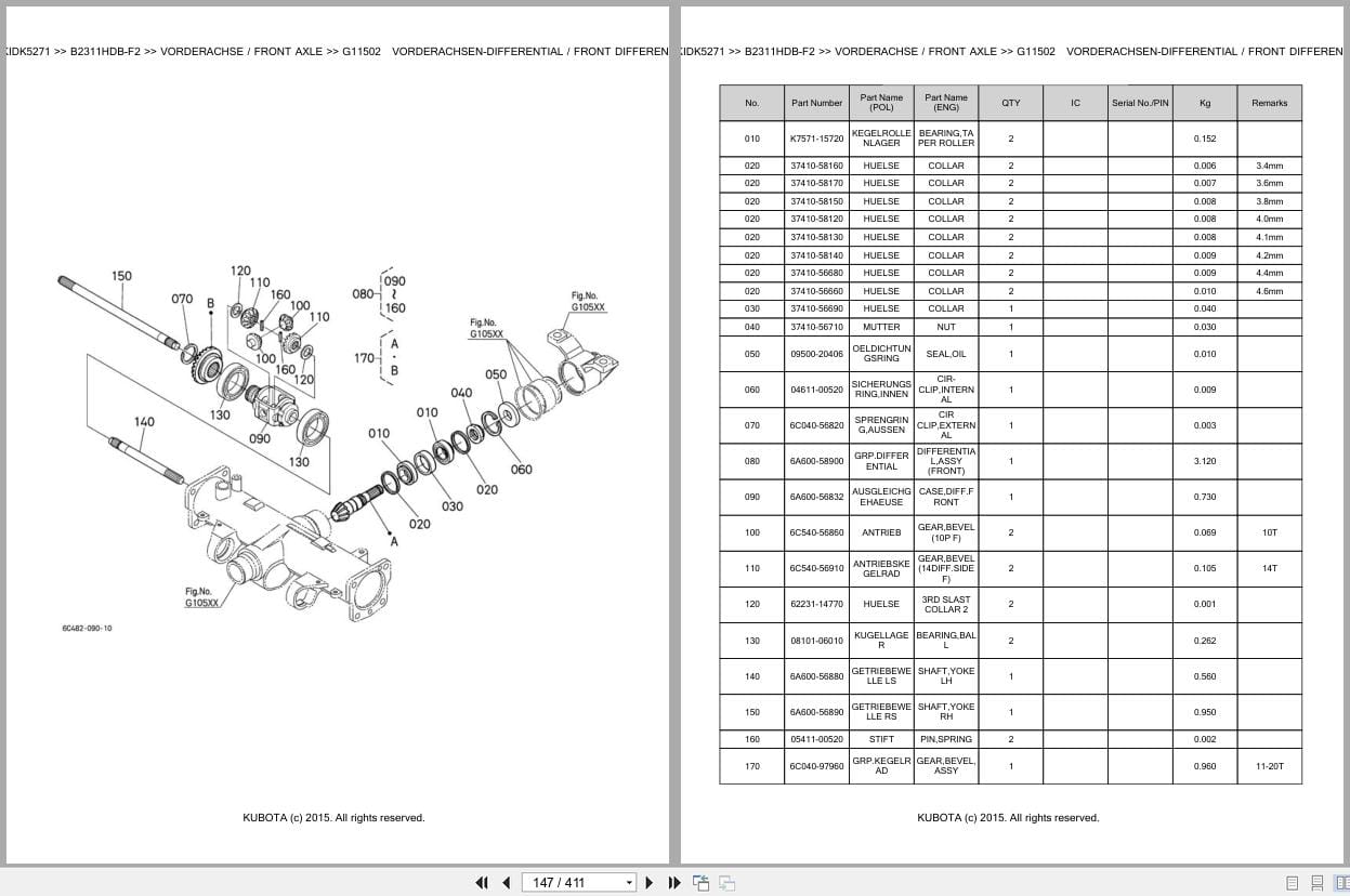 Kubota Tractor B2311HDB F2 Parts Catalog EN DE (2)