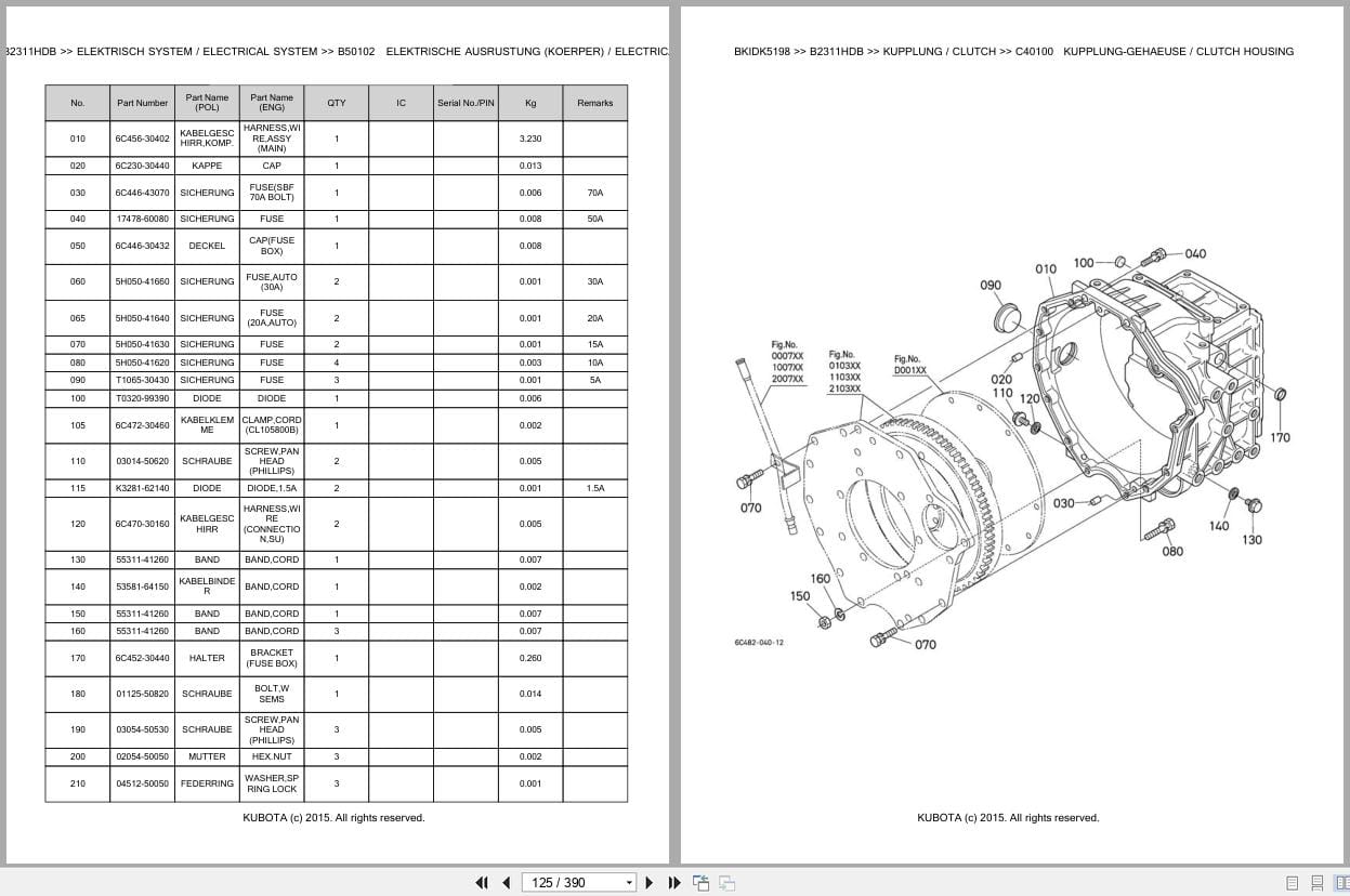 Kubota Tractor B2311HDB Parts Catalog EN DE (2)