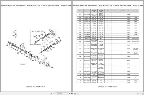 Kubota Tractor B2400D Parts Catalog EN DE (2)