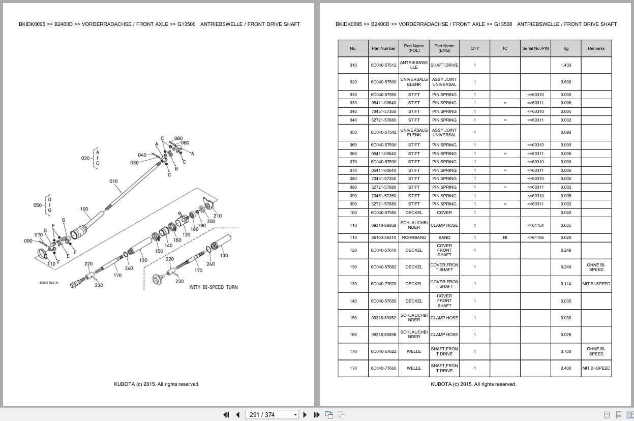 Kubota Tractor B2400D Parts Catalog EN DE (3)