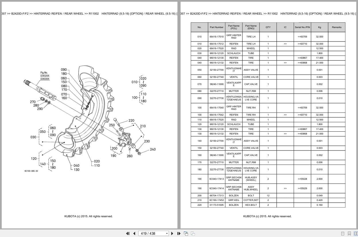 Kubota Tractor B2420D F B2420D F2 Parts Catalog EN DE (3)