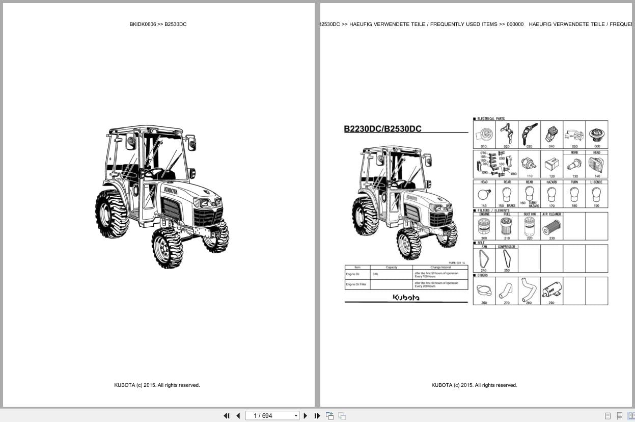 Kubota Tractor B2530DC Parts Catalog EN DE (1)