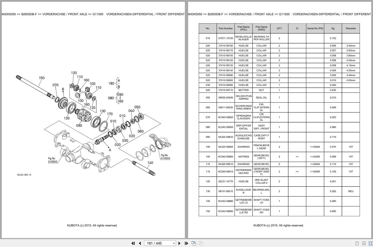 Kubota Tractor B2650DB F Parts Catalog EN DE (2)