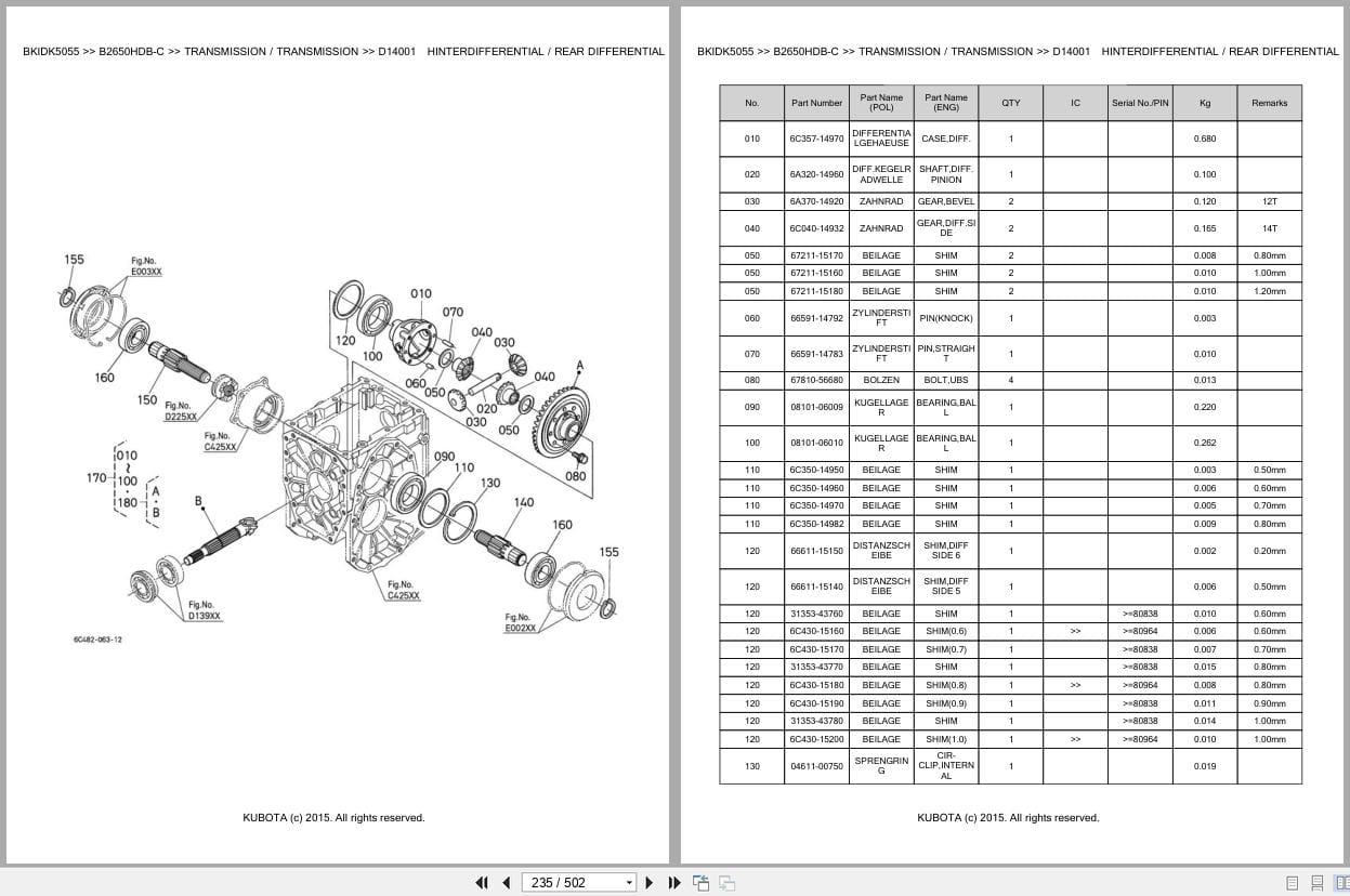Kubota Tractor B2650HDB C Parts Catalog EN DE (2)
