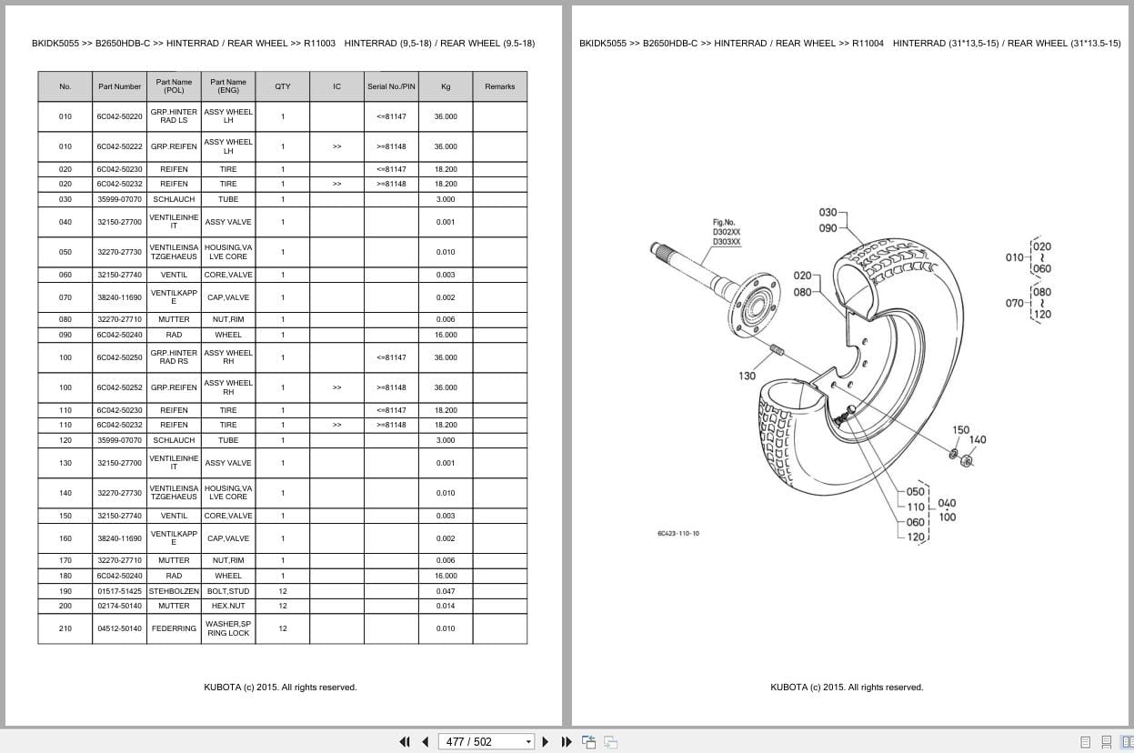 Kubota Tractor B2650HDB C Parts Catalog EN DE (3)