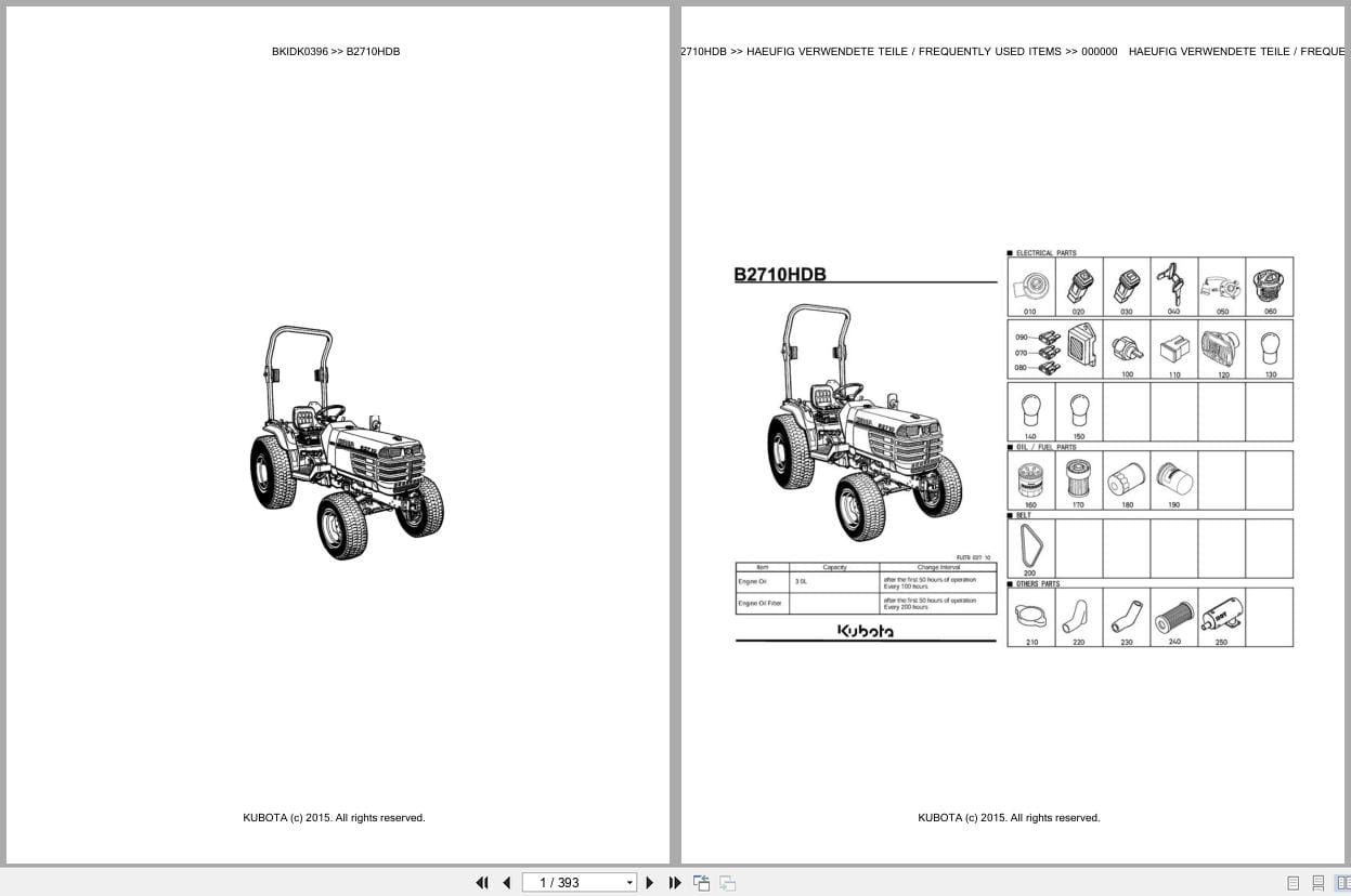 Kubota Tractor B2710HDB Parts Catalog EN DE (1)