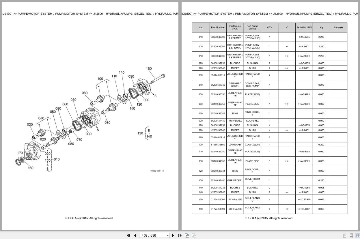 Kubota Tractor B3030HDB B3030HDBEC Parts Catalog EN DE (3)