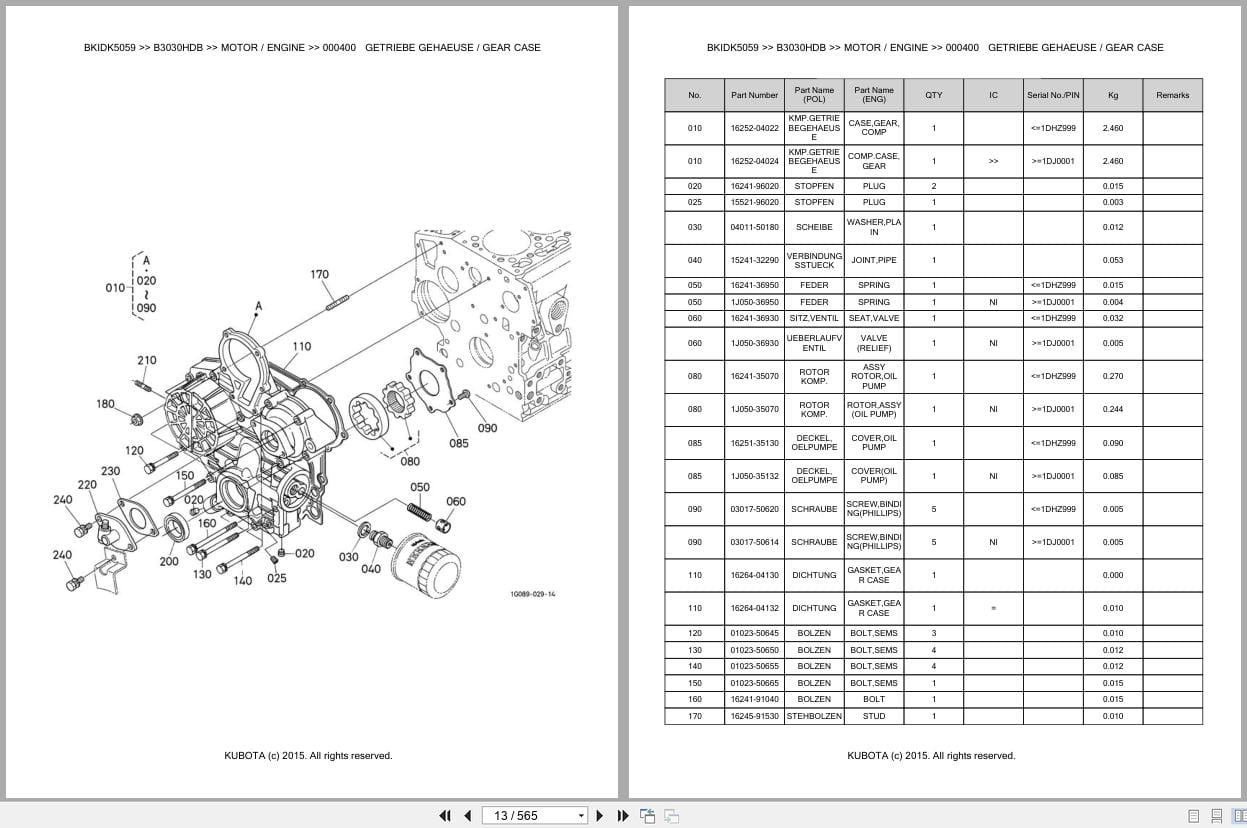 Kubota Tractor B3030HDB Parts Catalog EN DE (2)