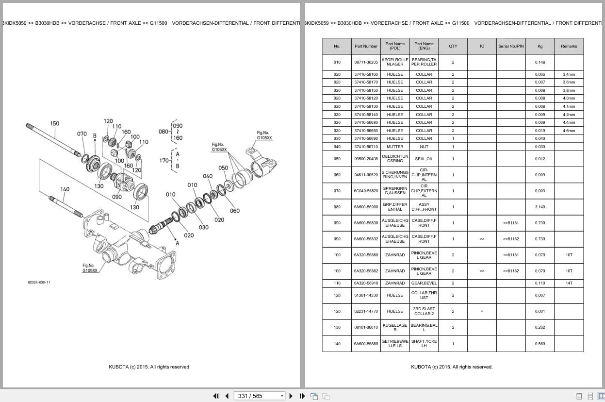 Kubota Tractor B3030HDB Parts Catalog EN DE (3)