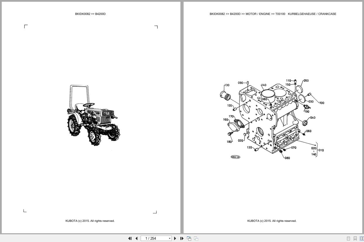 Kubota Tractor B4200D Parts Catalog EN DE (1)