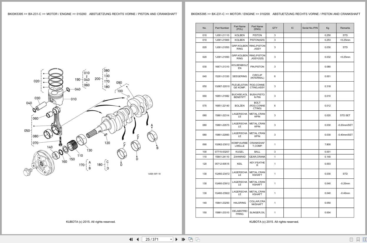 Kubota Tractor BX 231 C Parts Catalog EN DE (2)