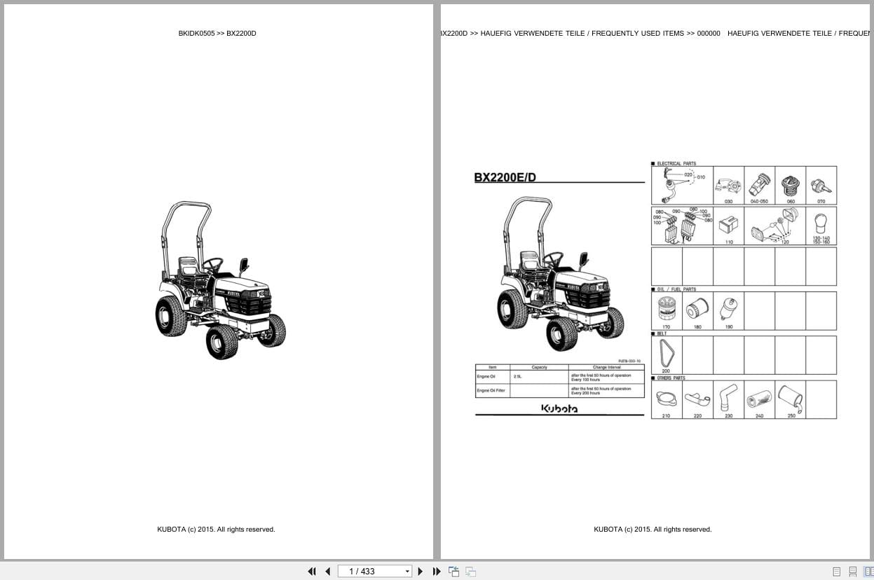 Kubota Tractor BX2200D Parts Catalog EN DE (1)