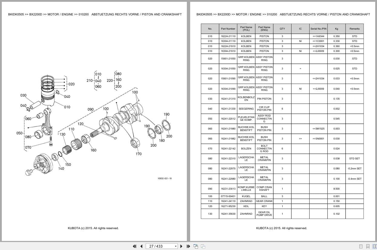 Kubota Tractor BX2200D Parts Catalog EN DE (2)