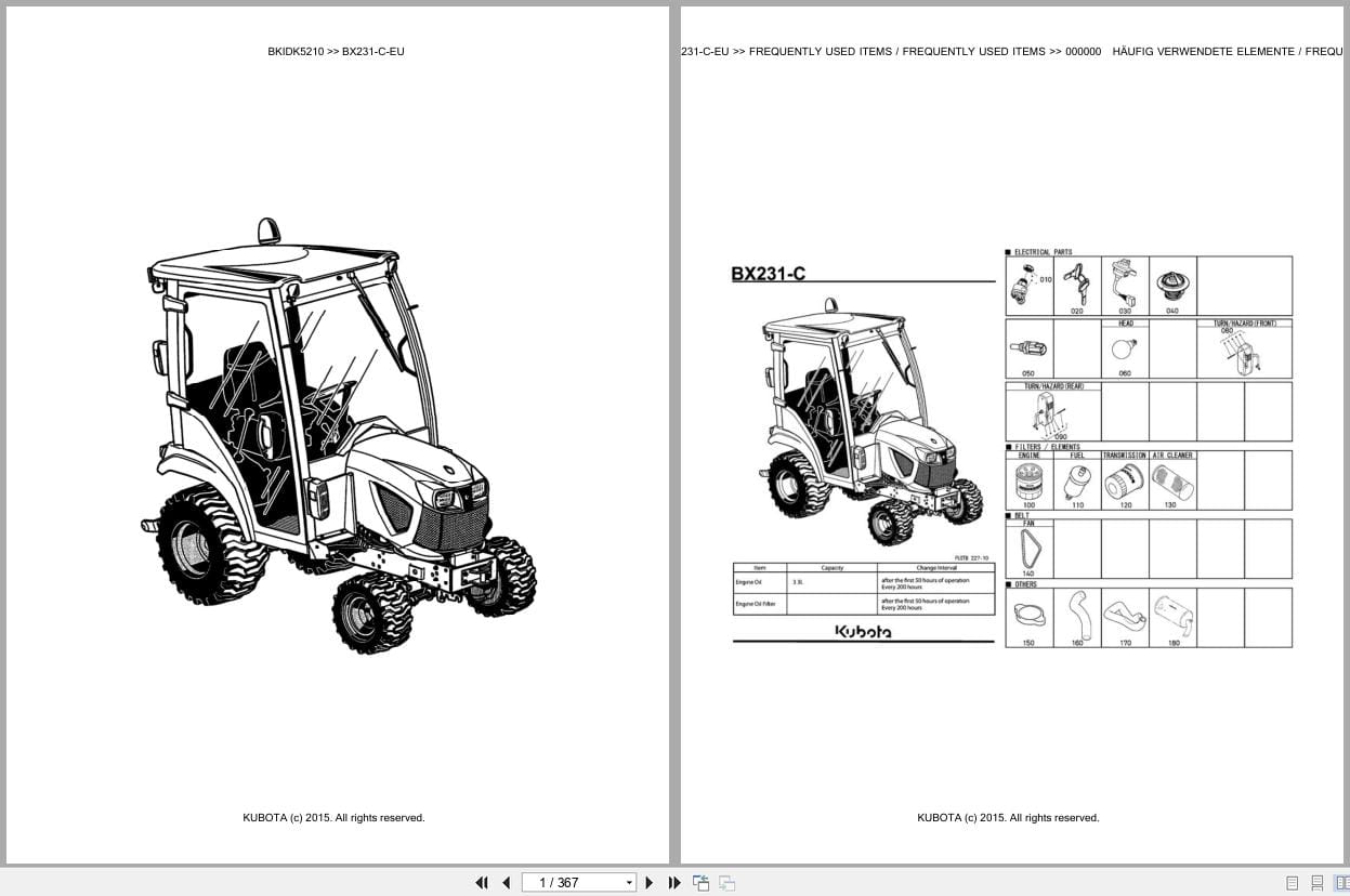 Kubota Tractor BX231 C EU Parts Catalog EN DE (1)