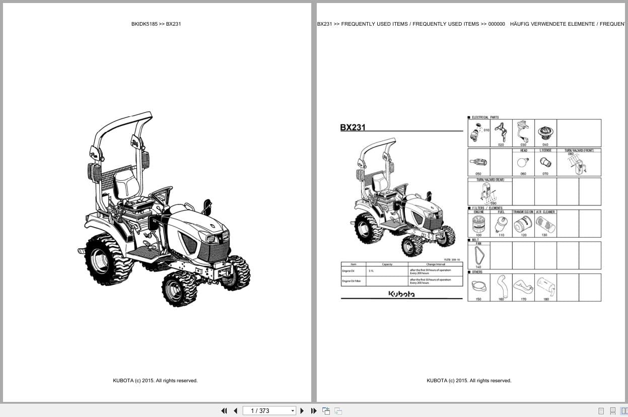Kubota Tractor BX231 Parts Catalog EN DE (1)