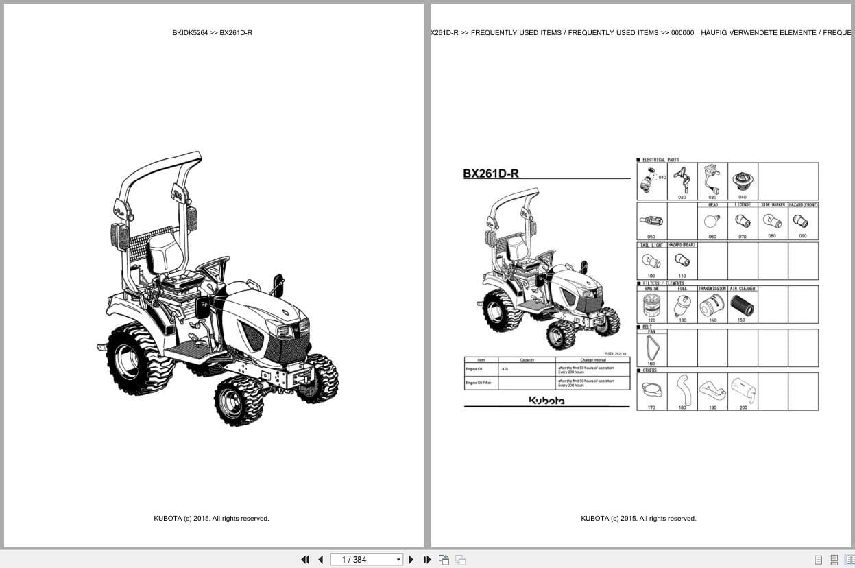 Kubota Tractor BX261D R Parts Catalog EN DE (1)