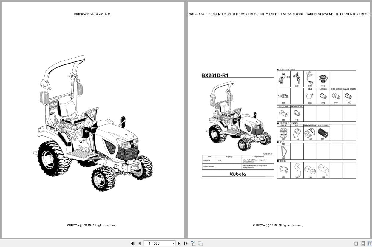 Kubota Tractor BX261D R1 Parts Catalog EN DE (1)