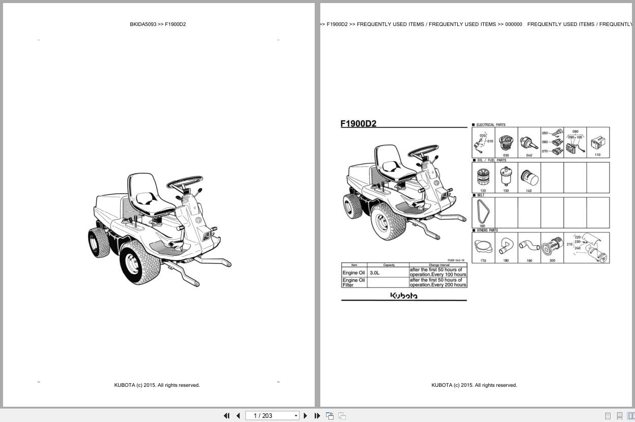 Kubota Tractor F1900D2 Parts Catalog EN DE (1)