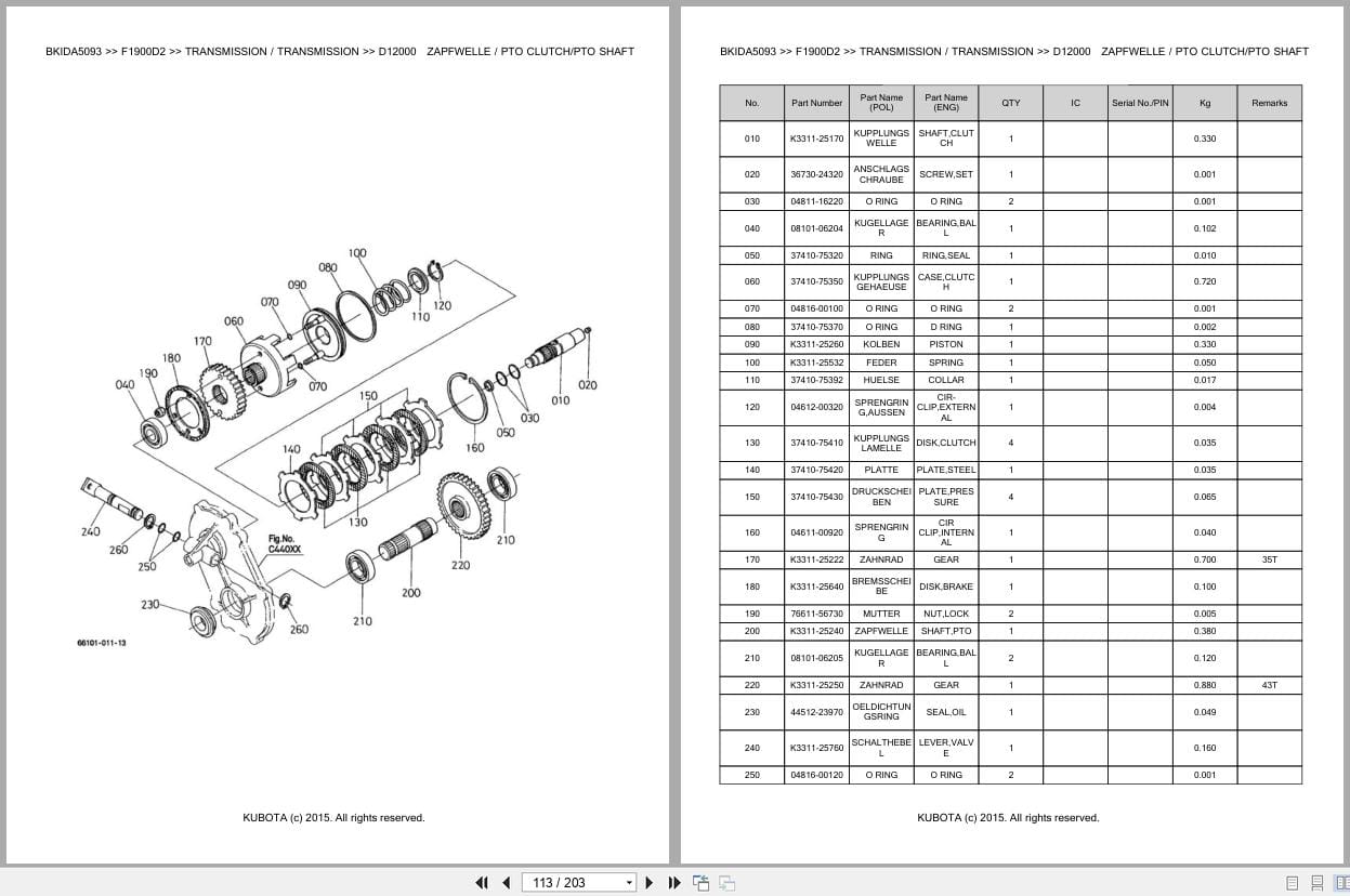 Kubota Tractor F1900D2 Parts Catalog EN DE (3)