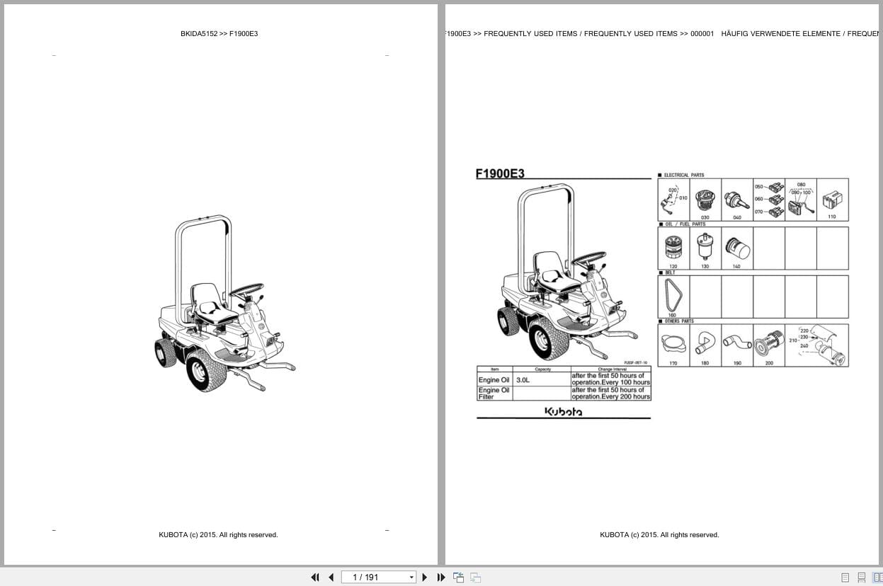 Kubota Tractor F1900E3 Parts Catalog EN DE (1)