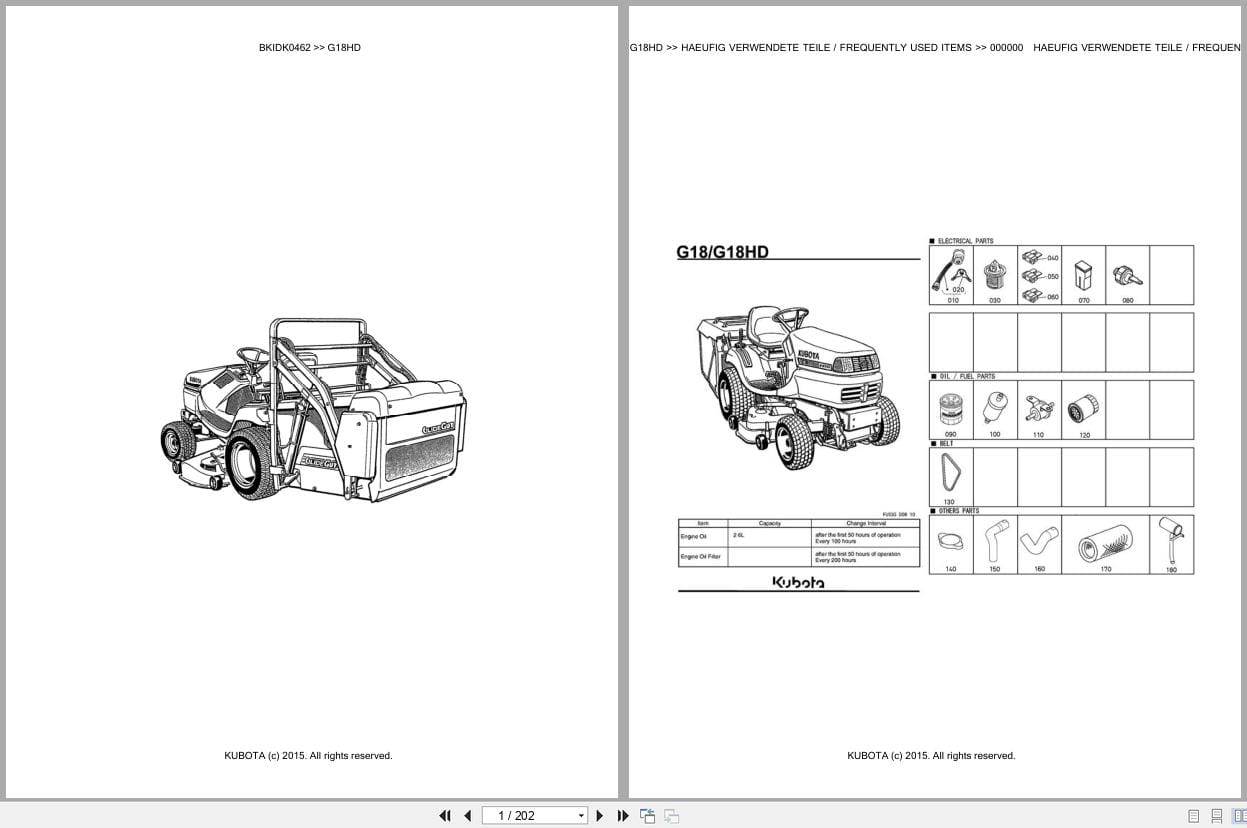 Kubota Tractor G18HD Parts Catalog EN DE (1)