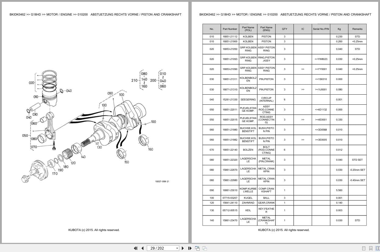 Kubota Tractor G18HD Parts Catalog EN DE (2)