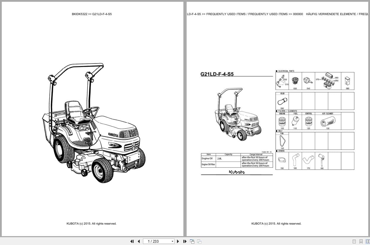 Kubota Tractor G21LD F 4 S5 Parts Catalog EN DE (1)