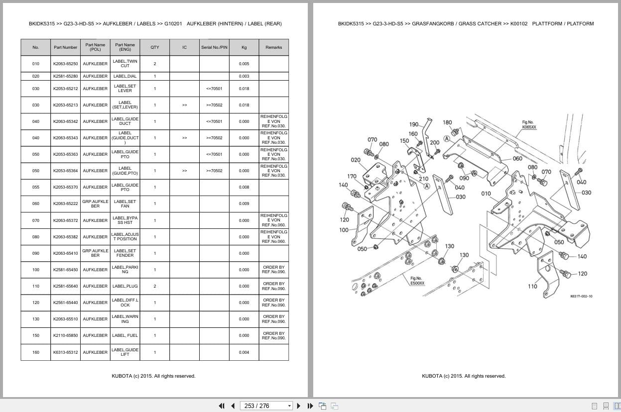 Kubota Tractor G23 3 HD S5 Parts Catalog EN DE (3)