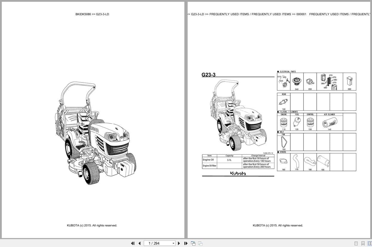 Kubota Tractor G23 3 LD Parts Catalog EN DE (1)
