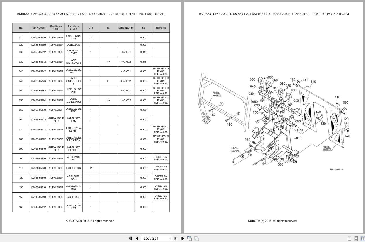 Kubota Tractor G23 3 LD S5 Parts Catalog EN DE (3)