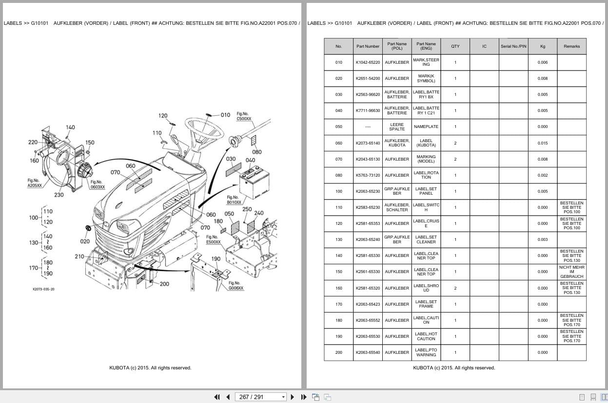 Kubota Tractor G23 II HD Parts Catalog EN DE (3)