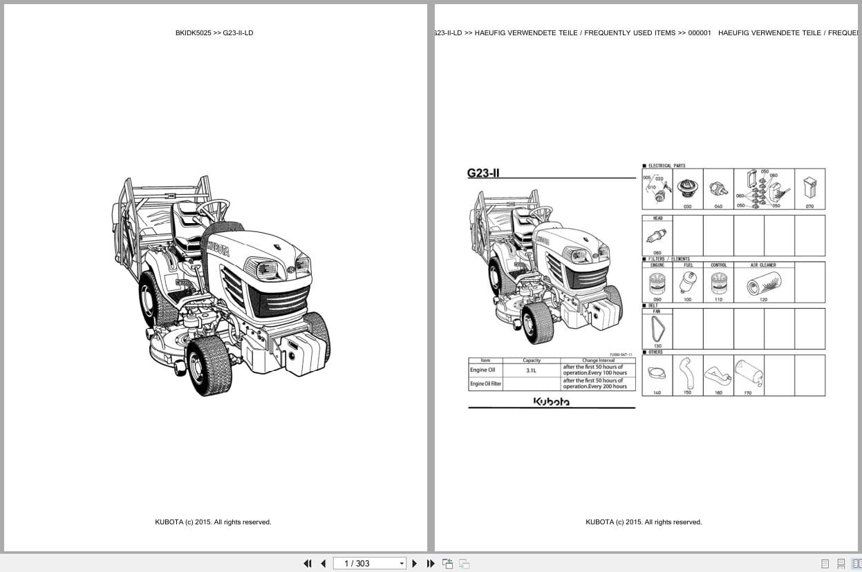 Kubota Tractor G23 II LD Parts Catalog EN DE (1)