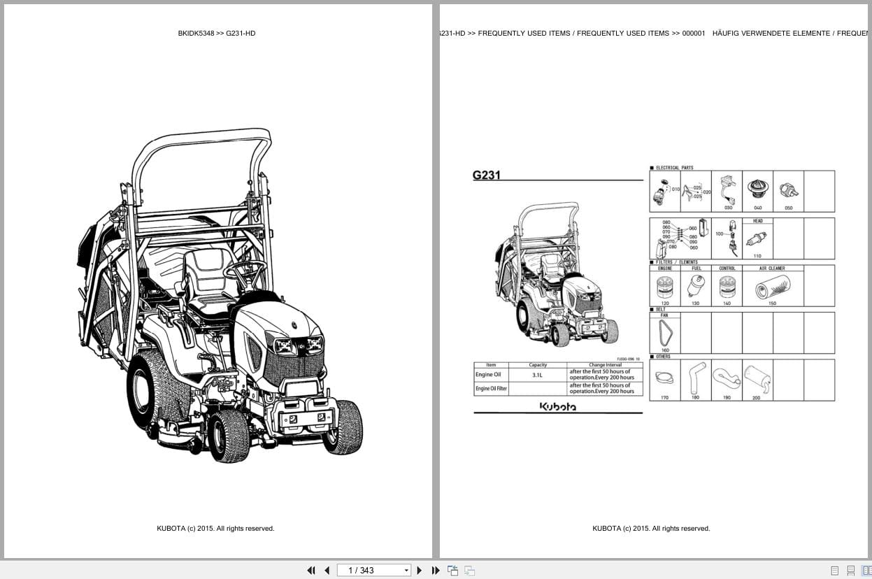 Kubota Tractor G231 HD Parts Catalog EN DE (1)