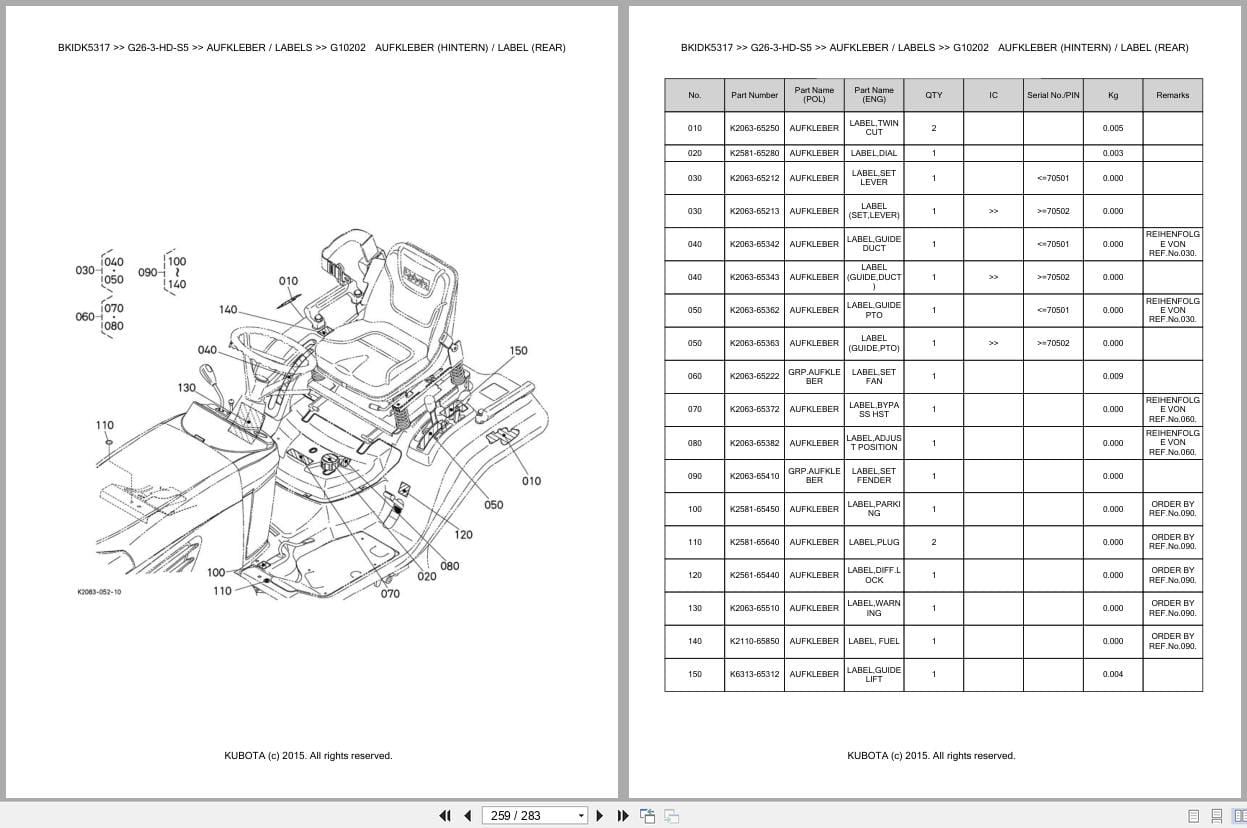 Kubota Tractor G26 3 HD S5 Parts Catalog EN DE (3)