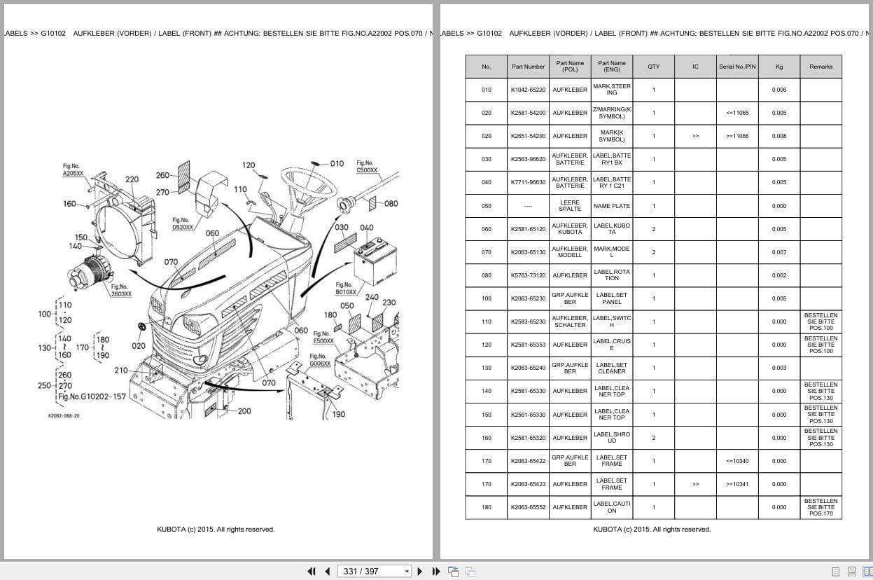 Kubota Tractor G26 HD Parts Catalog EN DE (3)
