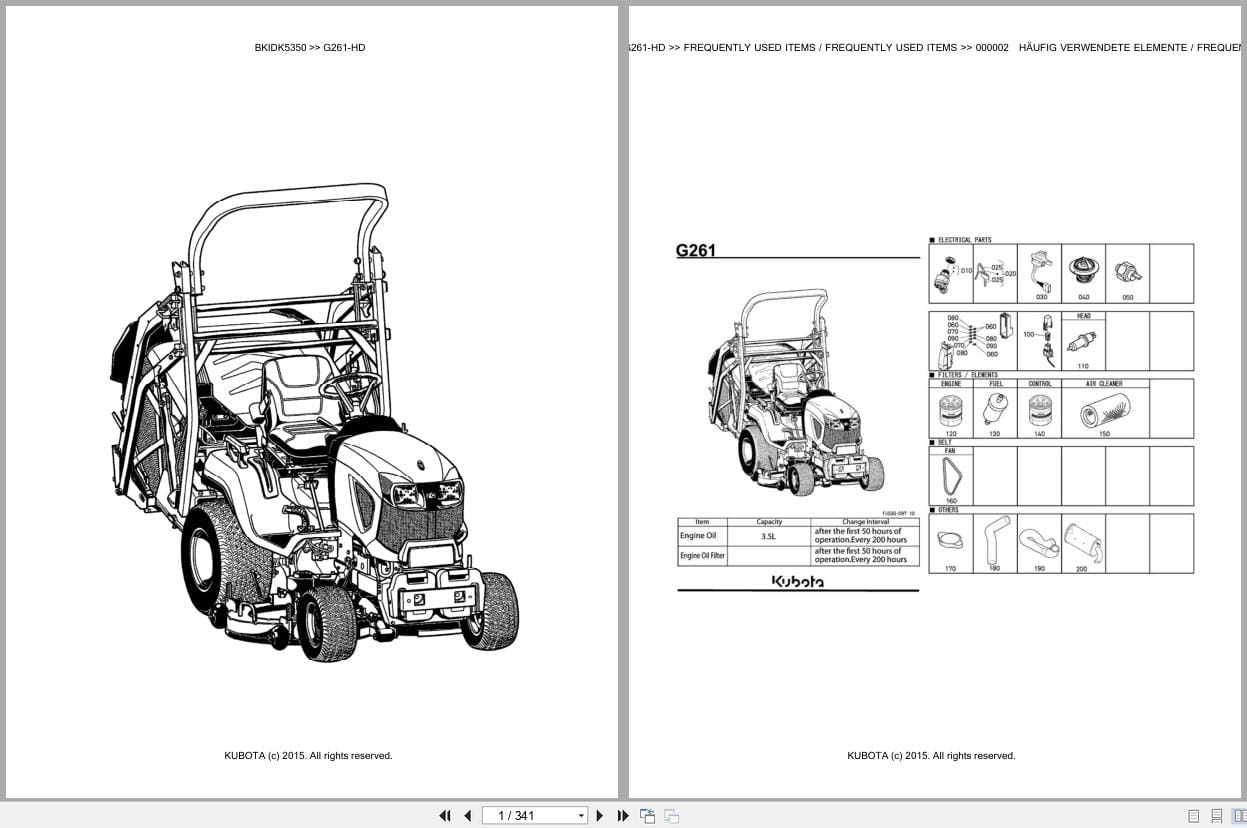 Kubota Tractor G261 HD Parts Catalog EN DE (1)
